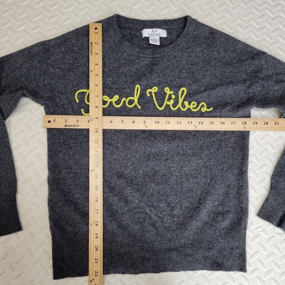 Magaschoni 100% Cashmere Sweater Womens Small Good Vibes Charcoal Gray Luxury - Picture 6 of 8